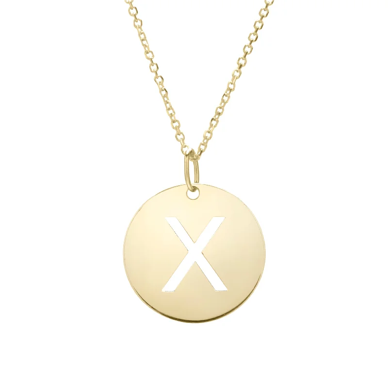 14K Gold Disc Initial X Necklace