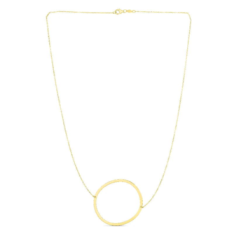 14K Gold Large Initial O Necklace