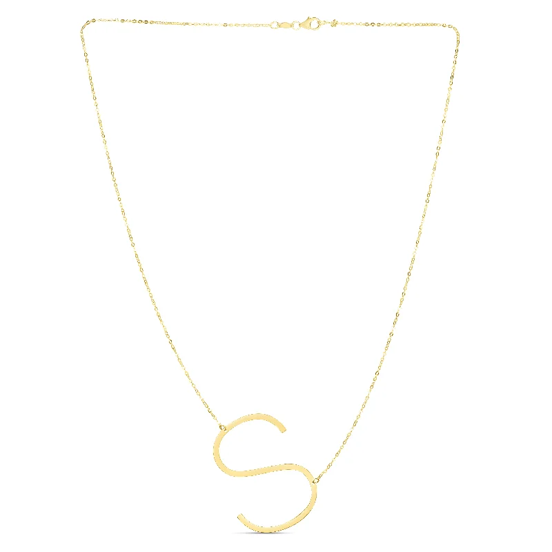 14K Gold Large Initial S Necklace