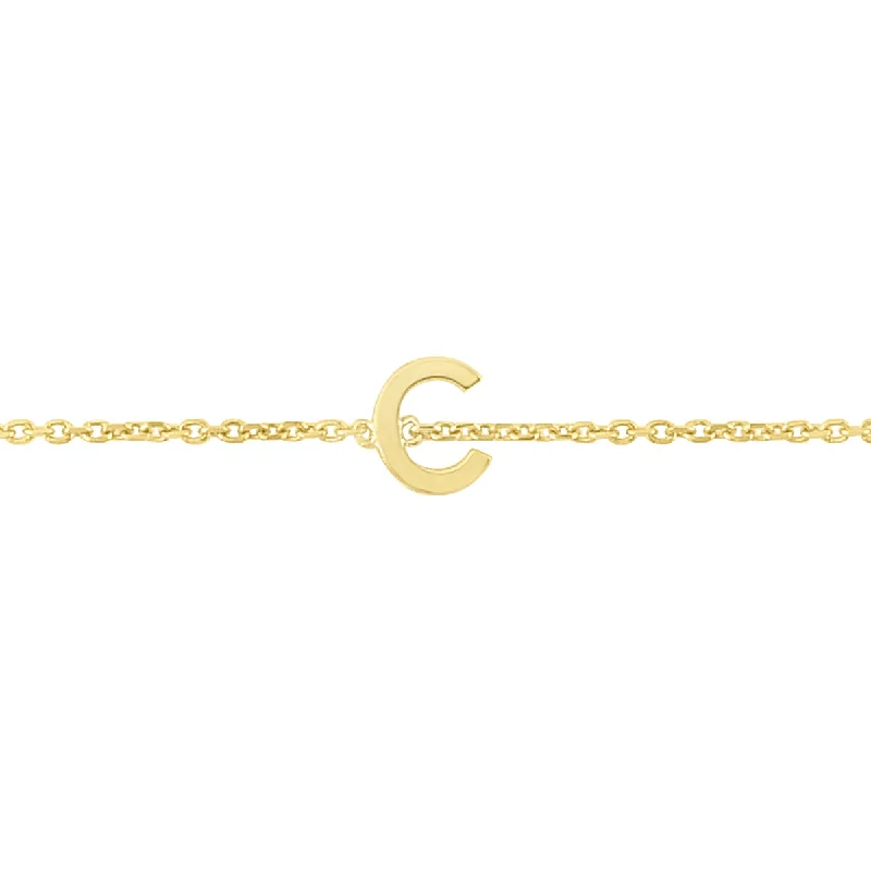 14K Mini Initial C Necklace