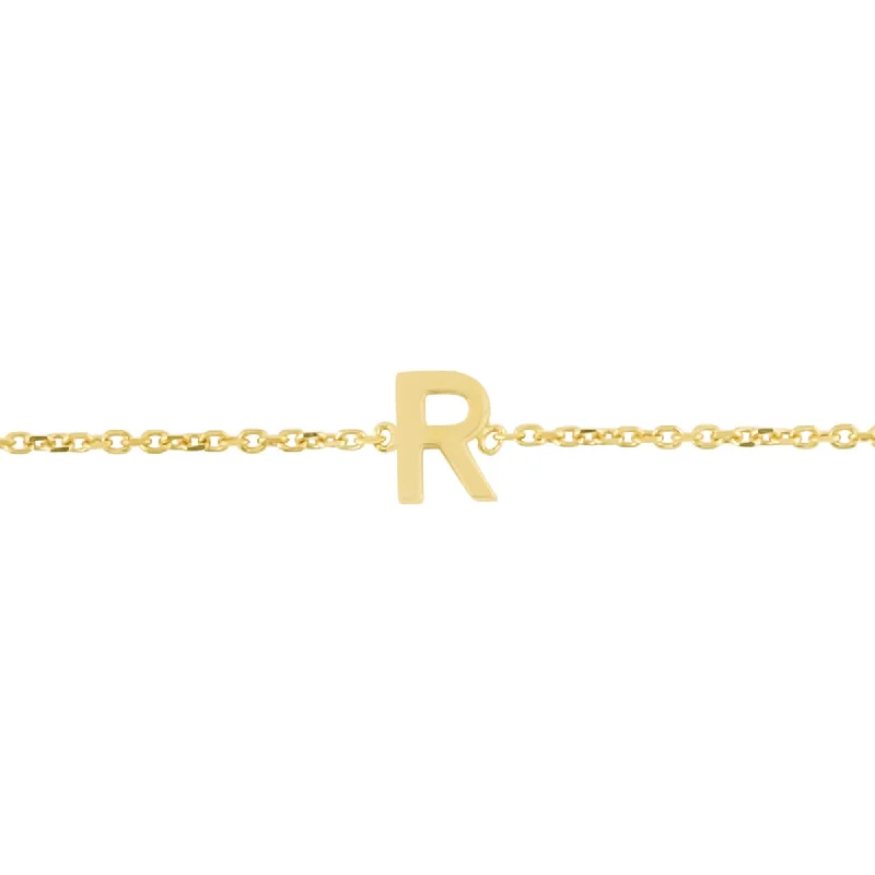 14K Mini Initial R Necklace