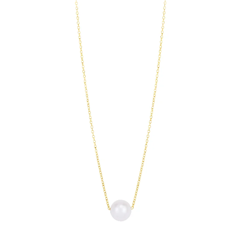 14K Pearl Necklace Solitaire