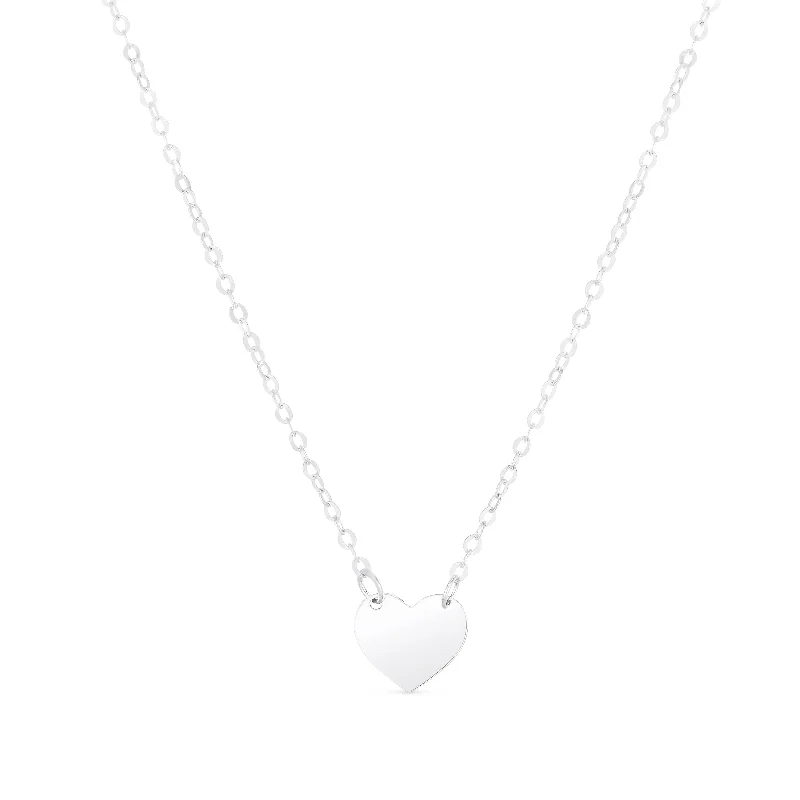 14K White Mini Heart Pendant