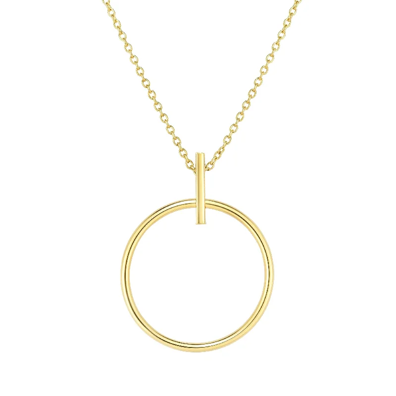 14kt Gold 17 inches Yellow Finish 29x22.6mm Ring of Life Necklace with Lobster Clasp