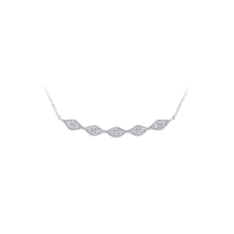 14K White Gold 1/4Ct Fancy Diamond Bar Necklace