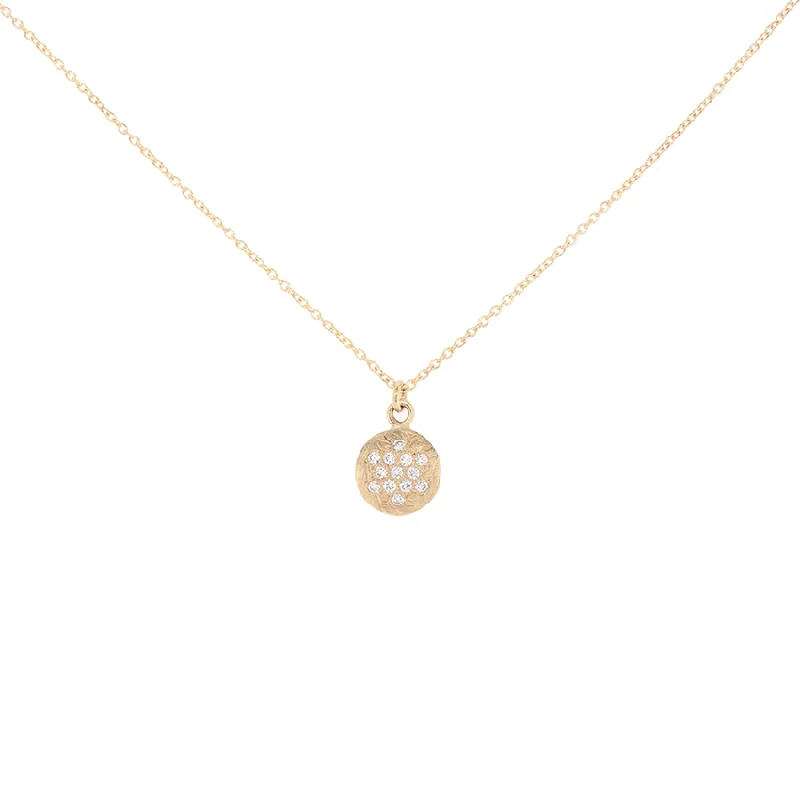 8mm 'Boulder' Pave Diamond Disc Necklace