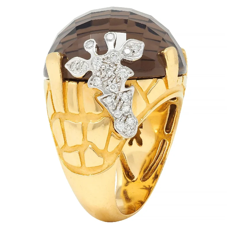 Carrera y Carrera Diamond Smoky Quartz 18 Karat Two-Tone Gold Giraffe Cocktail Ring