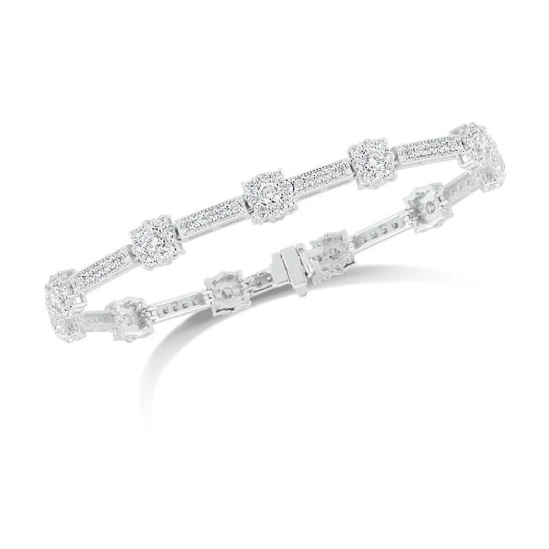 Diamond Cushion Milgrain Link Bracelet