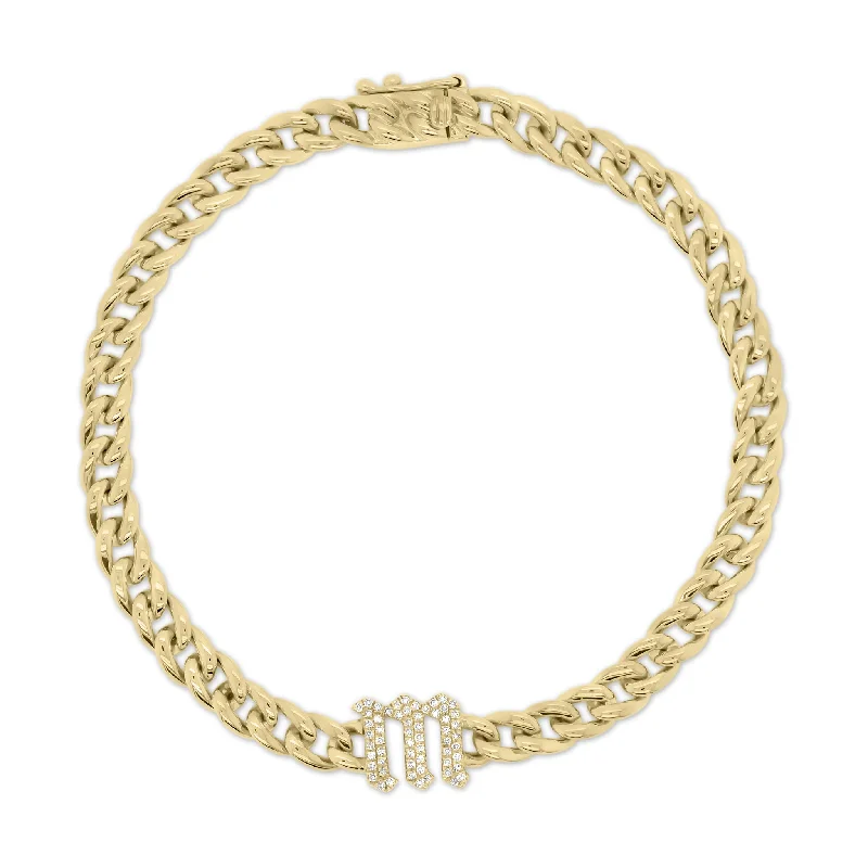 Diamond Gothic Initial Bracelet