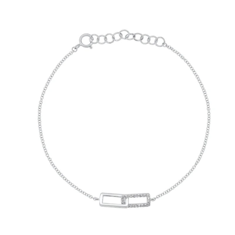 Diamond Rectangular Link Bracelet