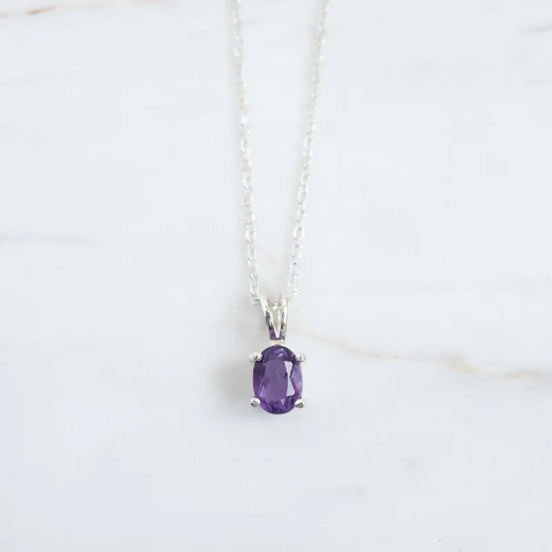 6x3 Prong Set Oval Amethyst Pendant