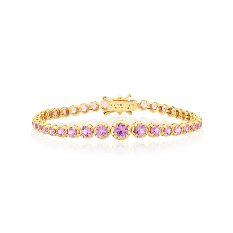 Large Graduated Pink Sapphire Tennis Bracelet