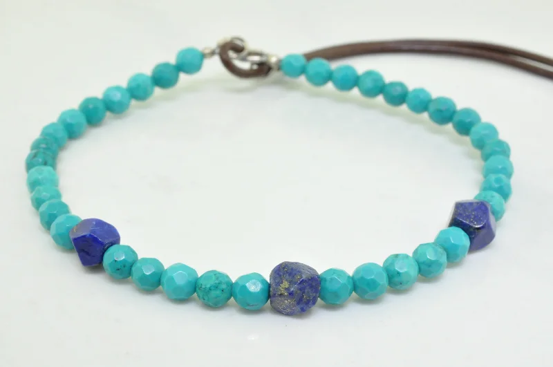 Men's Turquoise and Lapis Beaded Bracelet