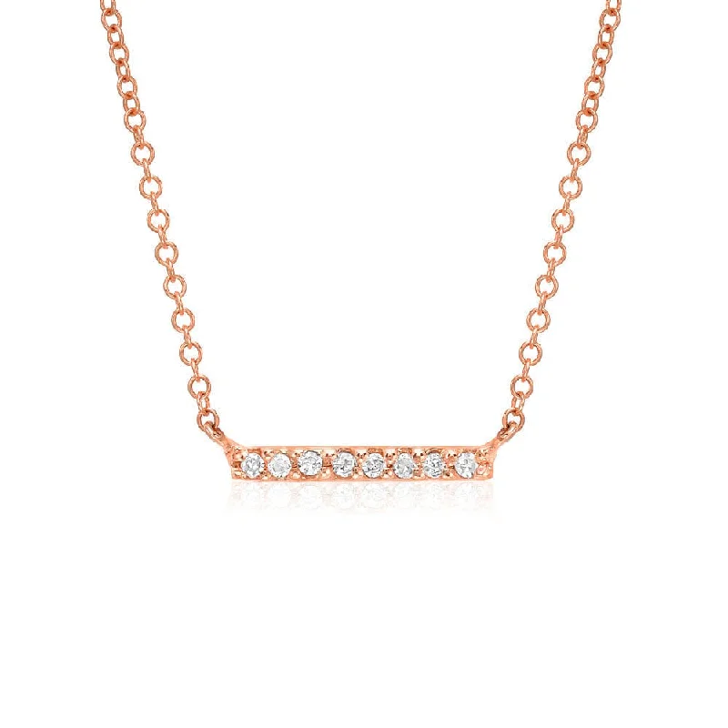 Short Diamond Bar Necklace - 14K Rose Gold