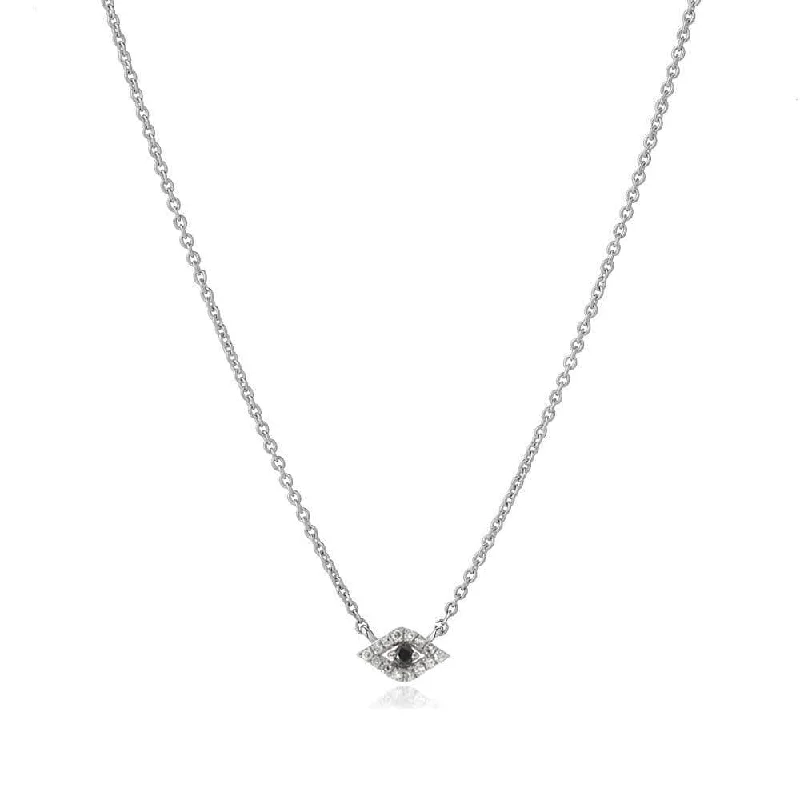 Petite Evil Eye Necklace - 14K White Gold