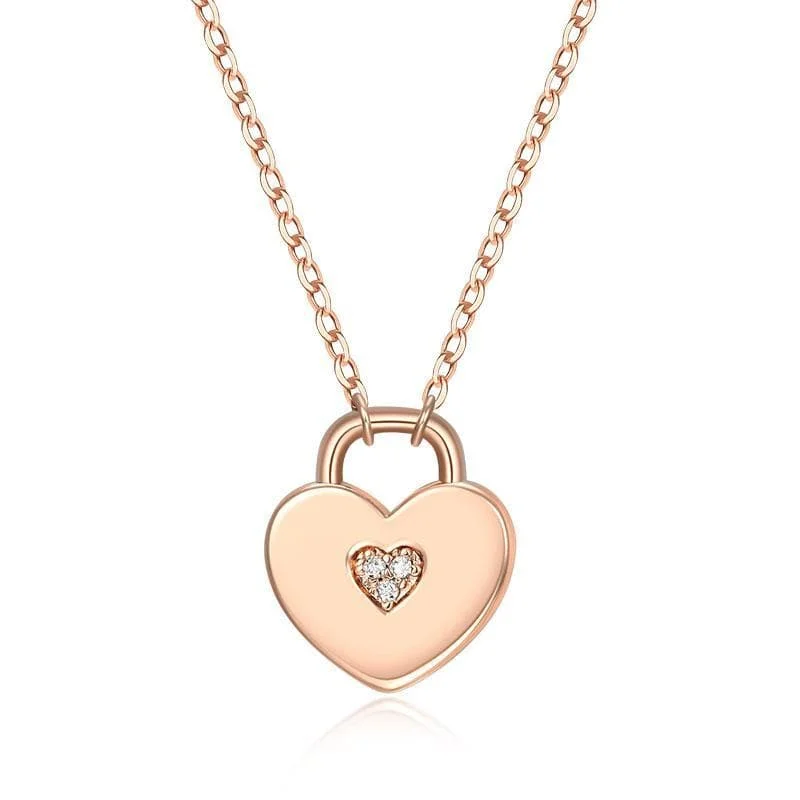 14KRG 0.01Ct Heart Lock Pendant