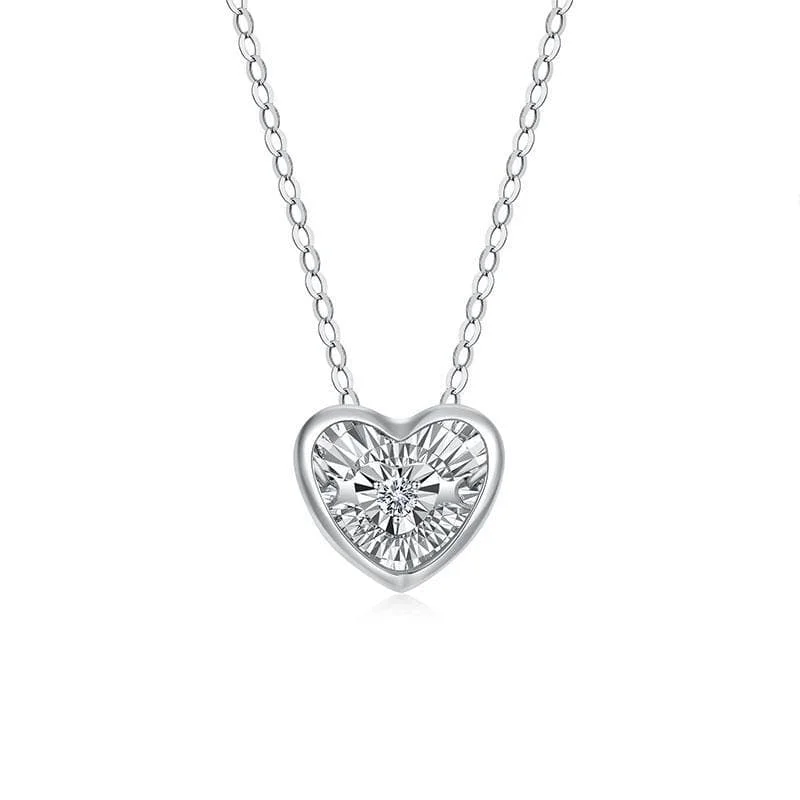 14KWG 0.03Ct Fluttering Diamond Heart Pendant