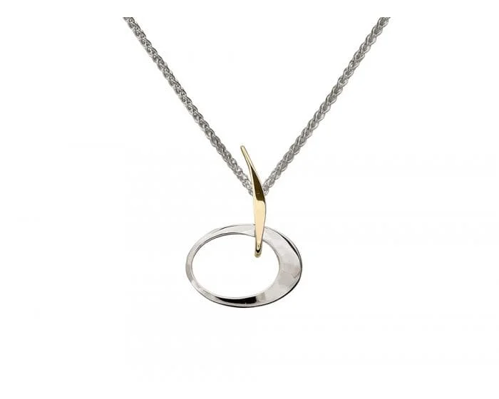 Petite Elliptical Pendant With 14Kt Yellow Gold