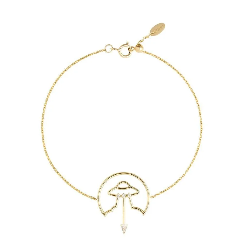 Cosmo Spaceship Chain 18K Gold Plated Bracelet w. Zirconia