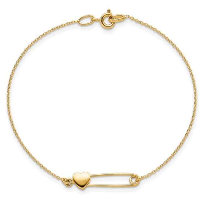 Safety Pin with Heart Bracelet - available on special order