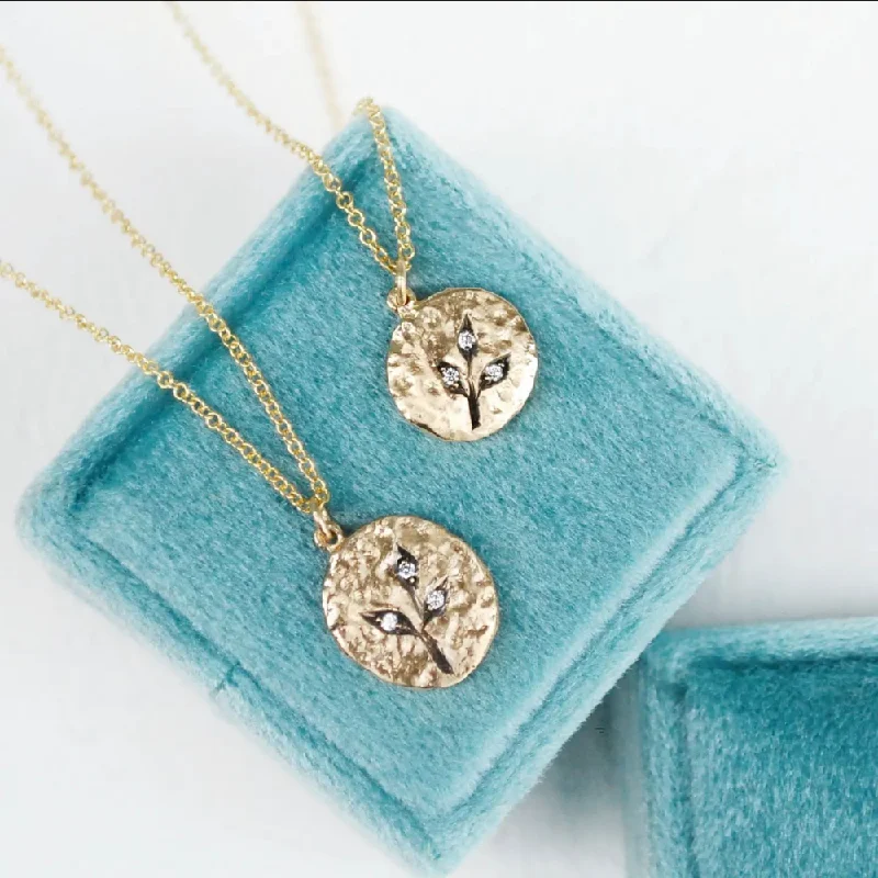 Three Leaf Diamond Medallion Necklace