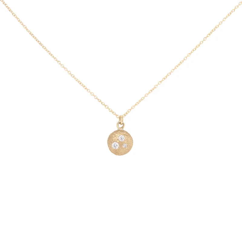 Tiny 'Boulder' Dancing Diamond Disc Necklace