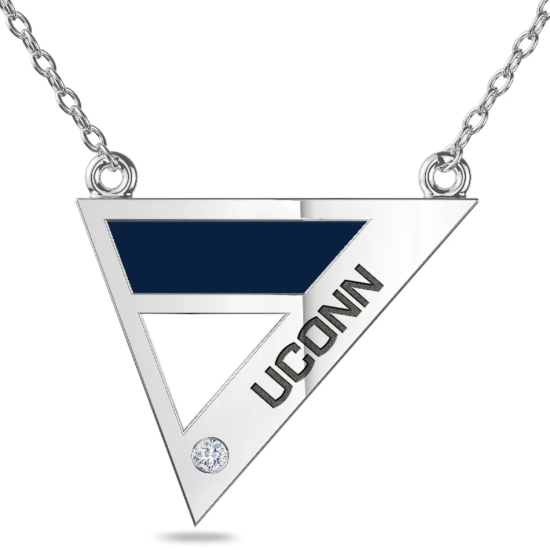 UCONN Geometric Necklace in Sterling Silver