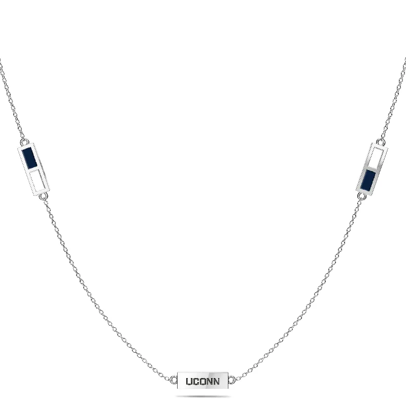 UCONN Triple Station Necklace in Sterling Silver