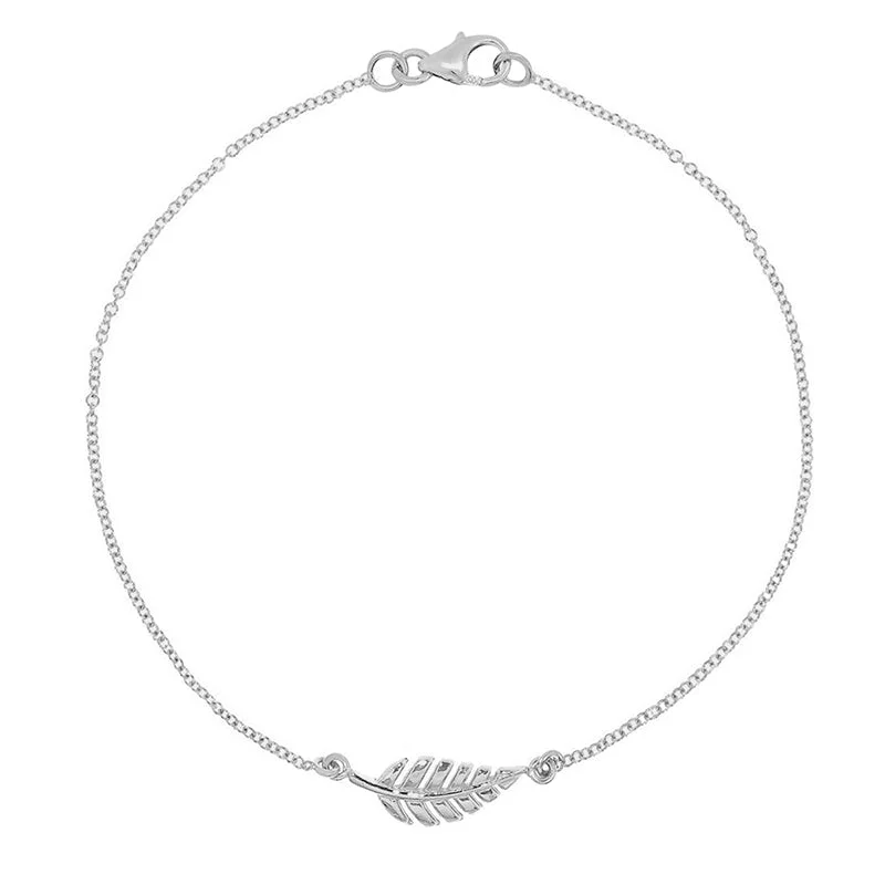 White Gold Mini Leaf Bracelet